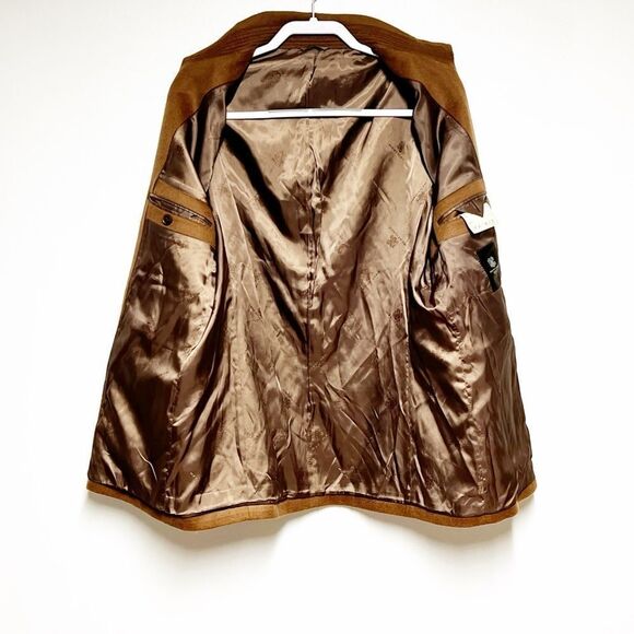 New Menticano Italian Wool Cashmere Blend Double Breasted Camel Mens Coat Sz 52 - Picture 5 of 9